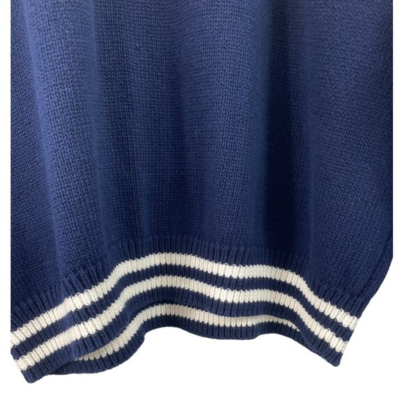 IZOD Vintage 90s Mens Size Large Blue/Cream Striped Long Sleeve Crewneck Sweater - Picture 5 of 10